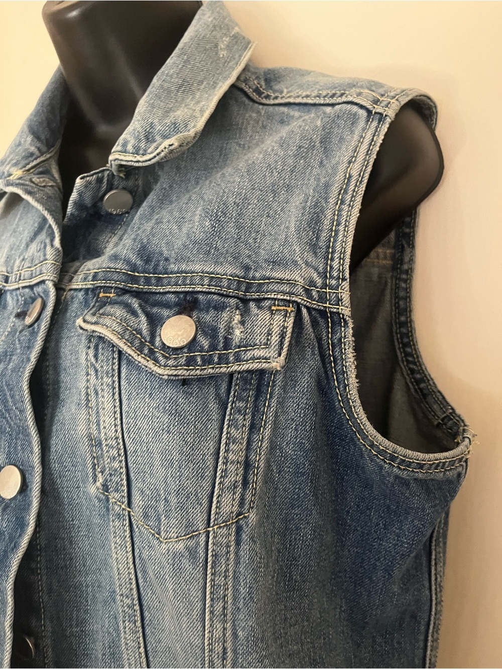 GAP Light Blue Denim Vest - Collared Button-Front - Picture 2 of 6